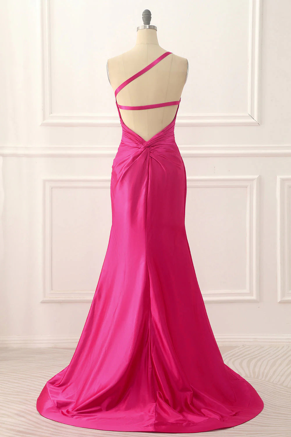 Wholesa One Shoulder Satin Backless Long Prom Dress