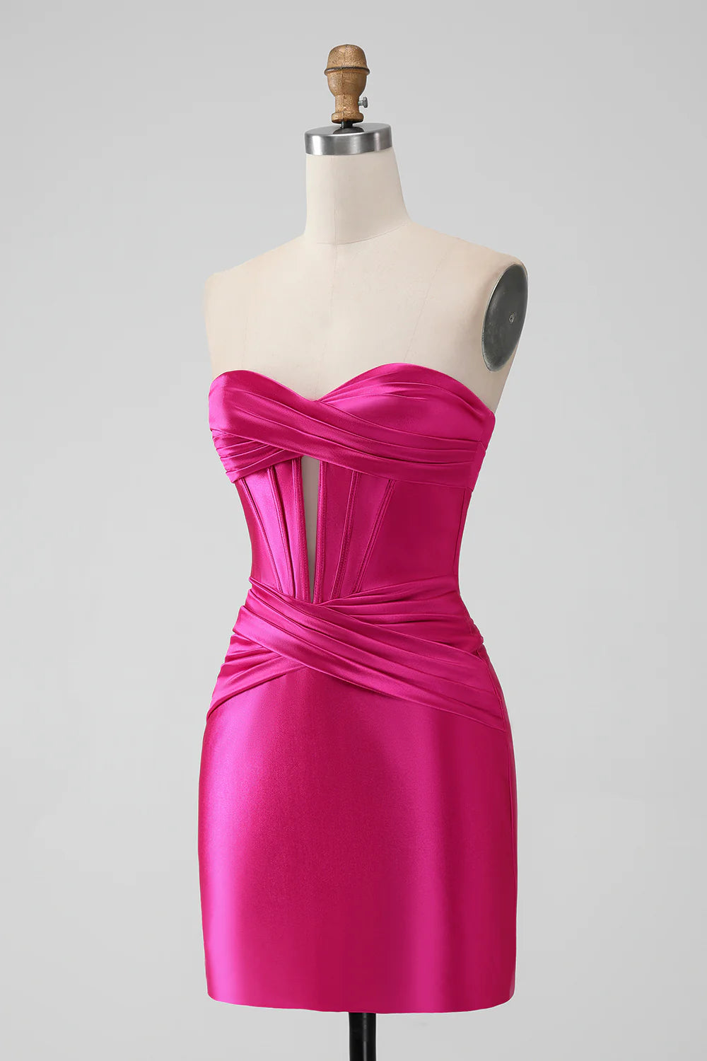 Wholesa Strapless Satin Bodycon Short Prom Dress Homecoming Dresses