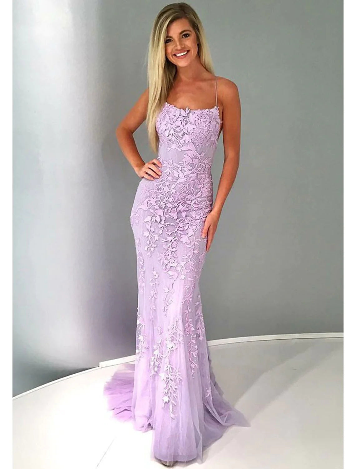 Wholesa Mermaid / Trumpet Prom Dresses Sexy Dress Formal Court Train Sleeveless Strapless Lace Backless with Appliques