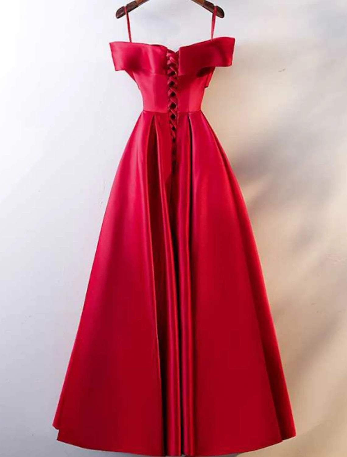 wholesale  A-Line Prom Dresses Open Back Dress Wedding Guest Prom Floor Length Short Sleeve Off Shoulder Satin with Ruched