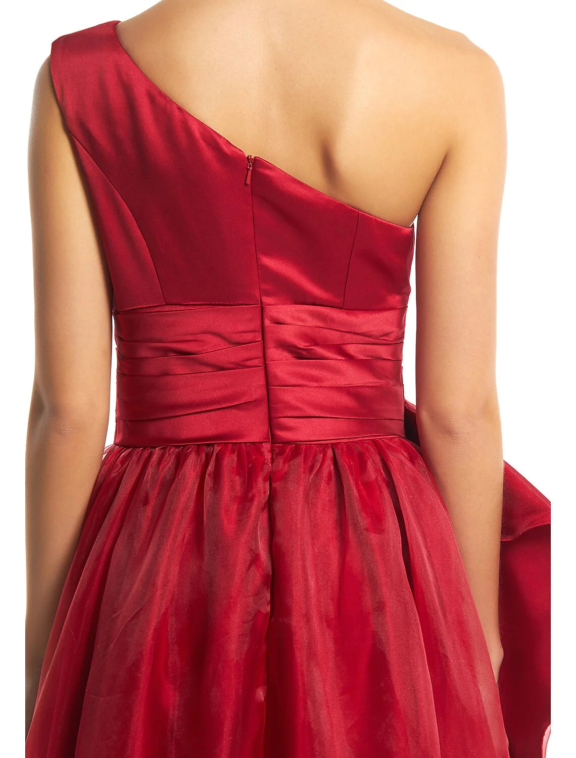 Wholesa A-Line Elegant Prom Formal Evening Dress One Shoulder Sleeveless Floor Length Organza with Side Draping