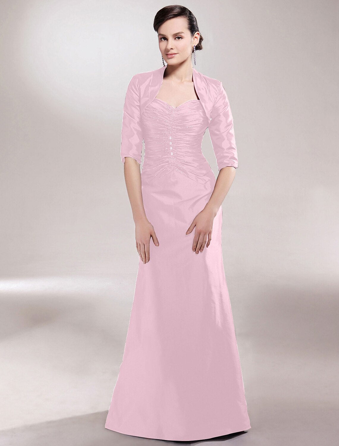 wholesale  A-Line Mother of the Bride Dress Plus Size Elegant Sexy Sweetheart Spaghetti Strap Floor Length Taffeta Sleeveless with Ruched Beading Side Draping