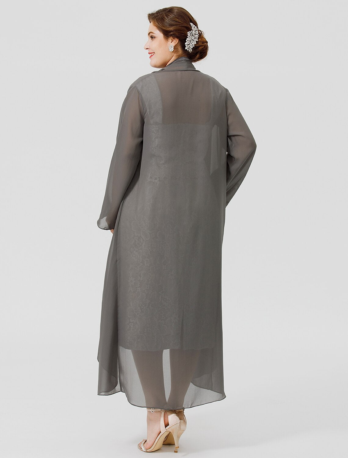 wholesale  Sheath / Column Mother of the Bride Dress Formal Elegant & Luxurious Plus Size Convertible Dress Straps Tea Length Chiffon All Over Lace Sleeveless yes with Lace