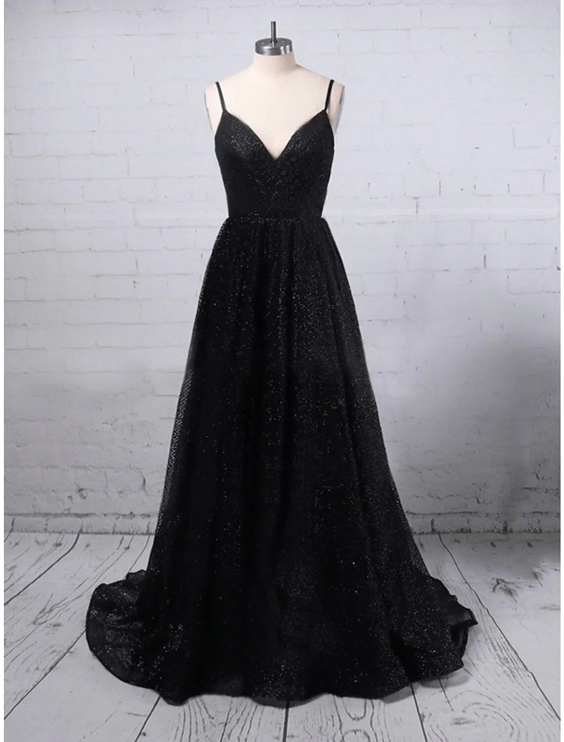 Wholesa A-Line Prom Dresses Glittering Dress Party Wear Floor Length Sleeveless V Neck Sequined with Slit