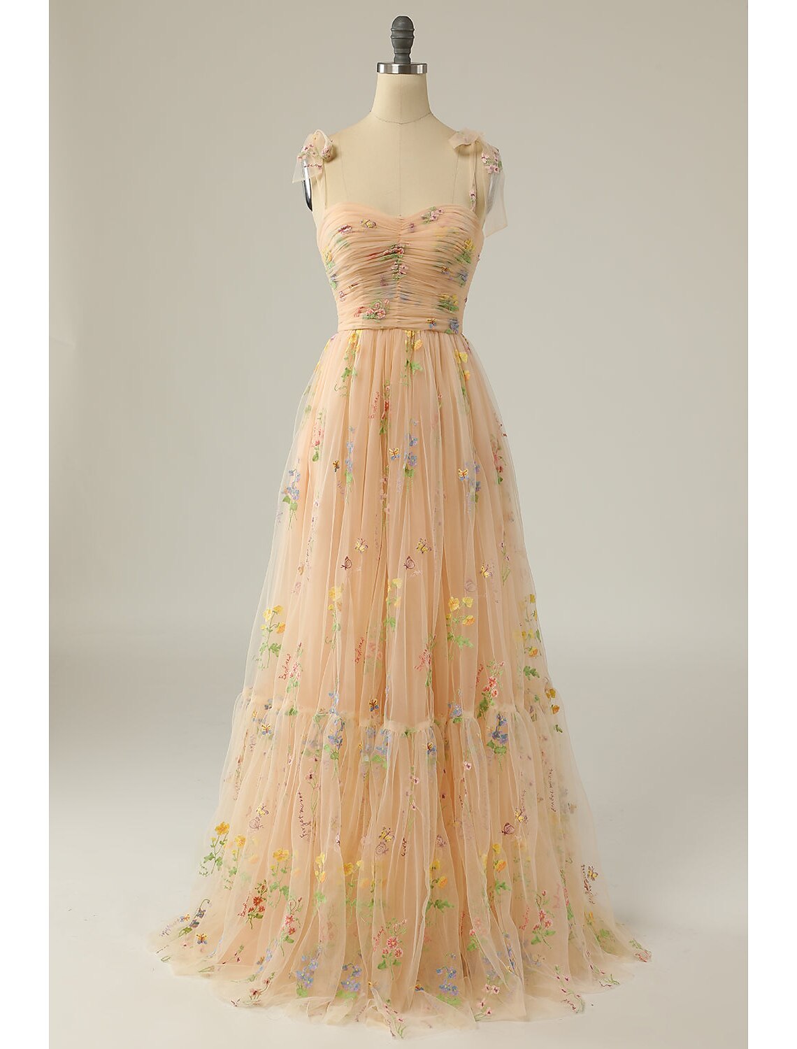 wholesale  A-Line Prom Dresses Floral Dress Formal Wedding Guest Floor Length Sleeveless Sweetheart Lace Backless with Pleats Ruched