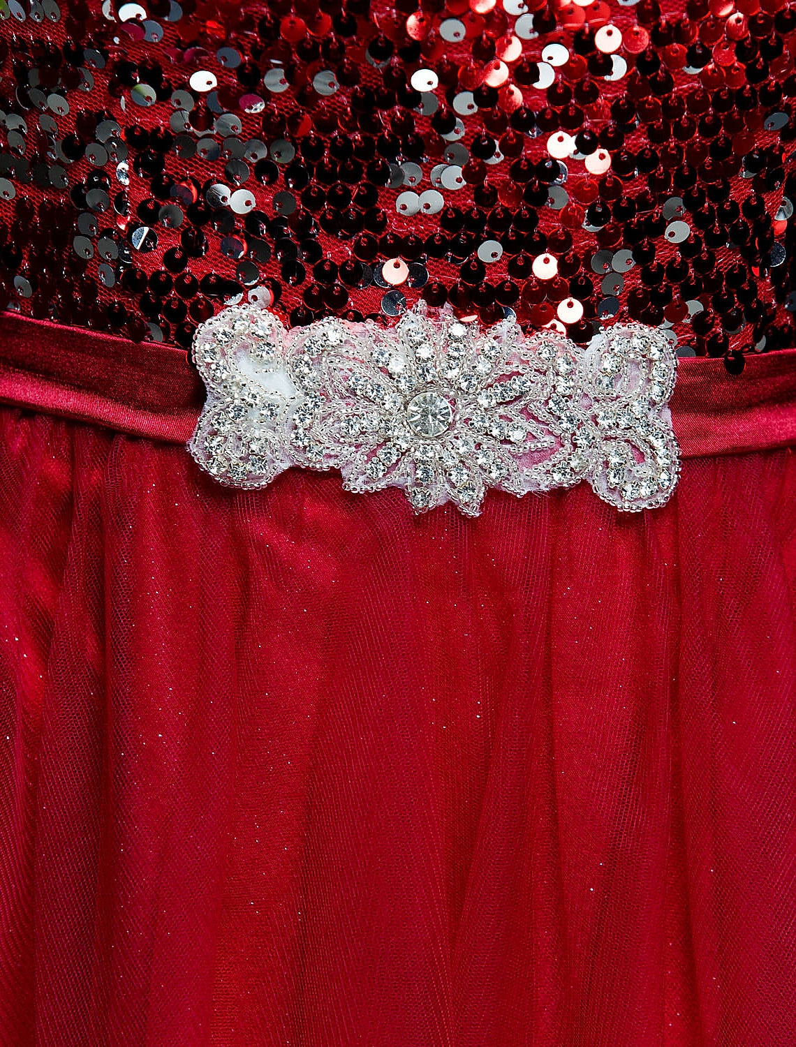 Wholesa A-Line Bateau Neck / Boat Neck Floor Length Tulle / Sequined Sparkle & Shine / Beaded & Sequin Prom / Formal Evening Dress with Sash / Ribbon / Sequin