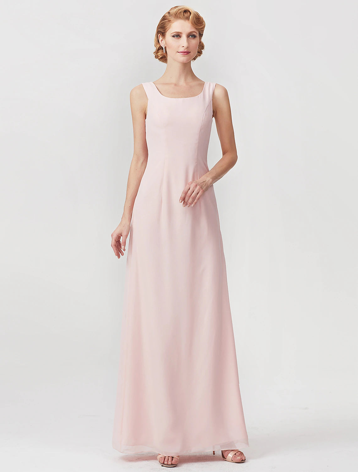 wholesale  Two Piece A-Line Mother of the Bride Dress Elegant Square Neck Floor Length Chiffon Charmeuse Sleeveless Wrap Included with Ruched