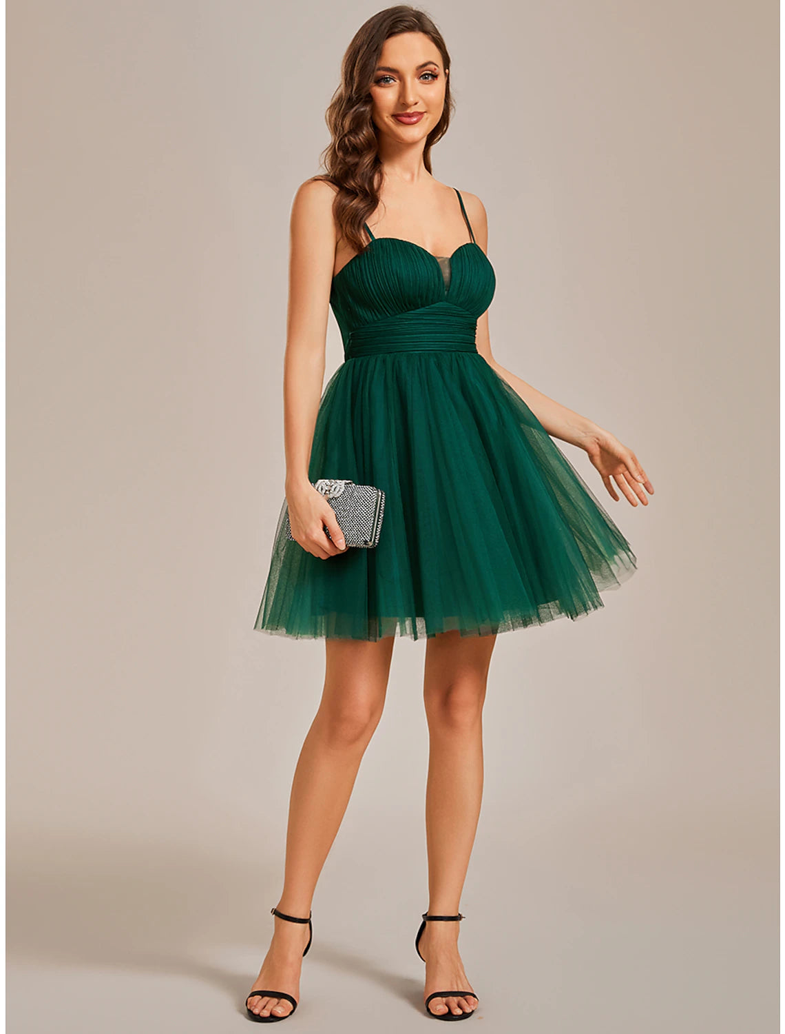 Wholesa A-Line Homecoming Dresses Princess Dress Cocktail Party Birthday Short / Mini Sleeveless Spaghetti Strap Tulle with Ruched