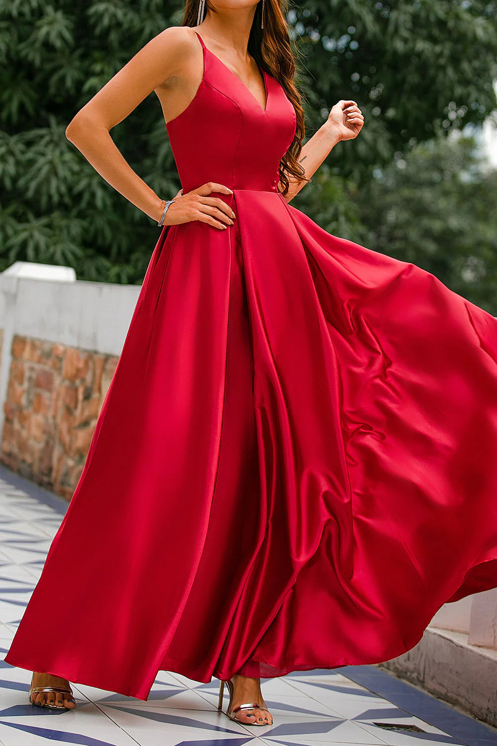 Wholesa A-line Strap Satin Prom Dresses