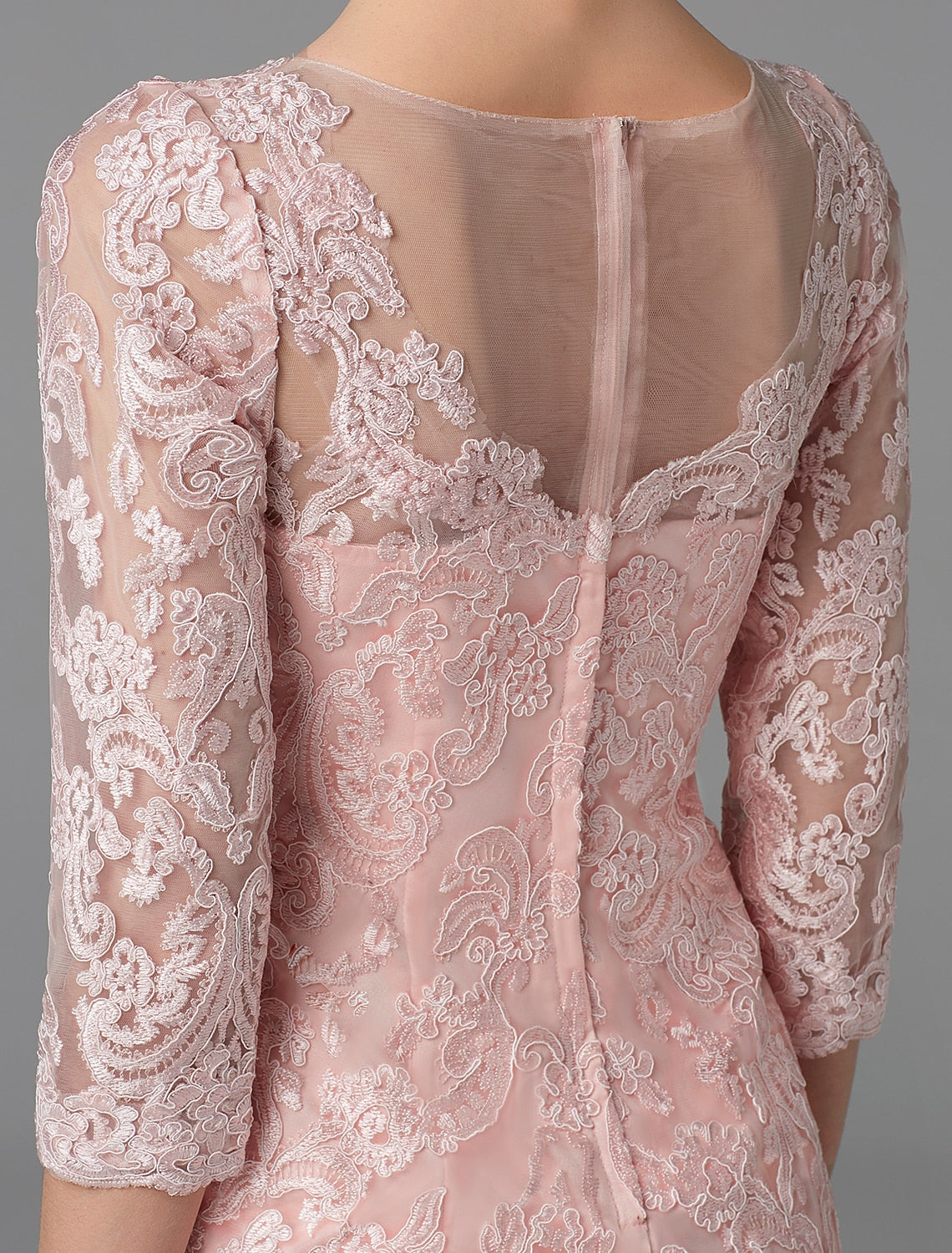 wholesale  Two Piece Sheath / Column Mother of the Bride Dress Church Sparkle & Shine Jewel Neck Knee Length Chiffon Lace 3/4 Length Sleeve Jacket Dresses with Beading Appliques