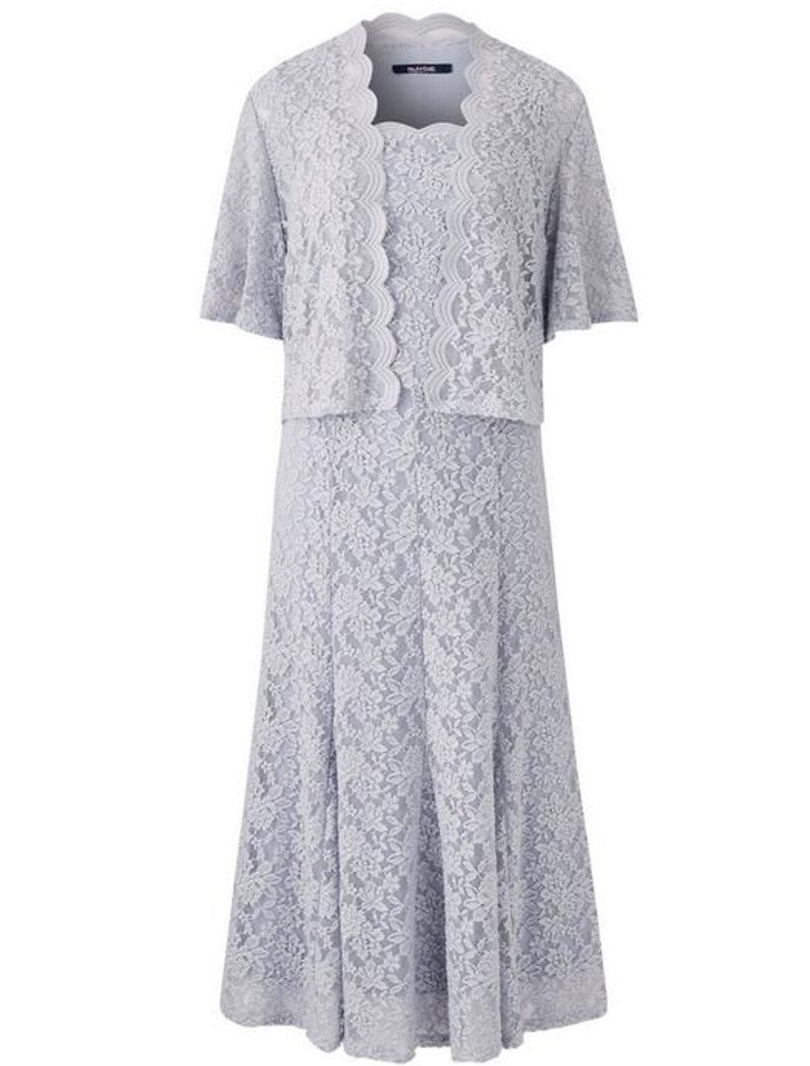 wholesale  Sheath / Column Mother of the Bride Dress Elegant Scalloped Neckline Ankle Length Chiffon Lace Half Sleeve with Lace Pleats Applique