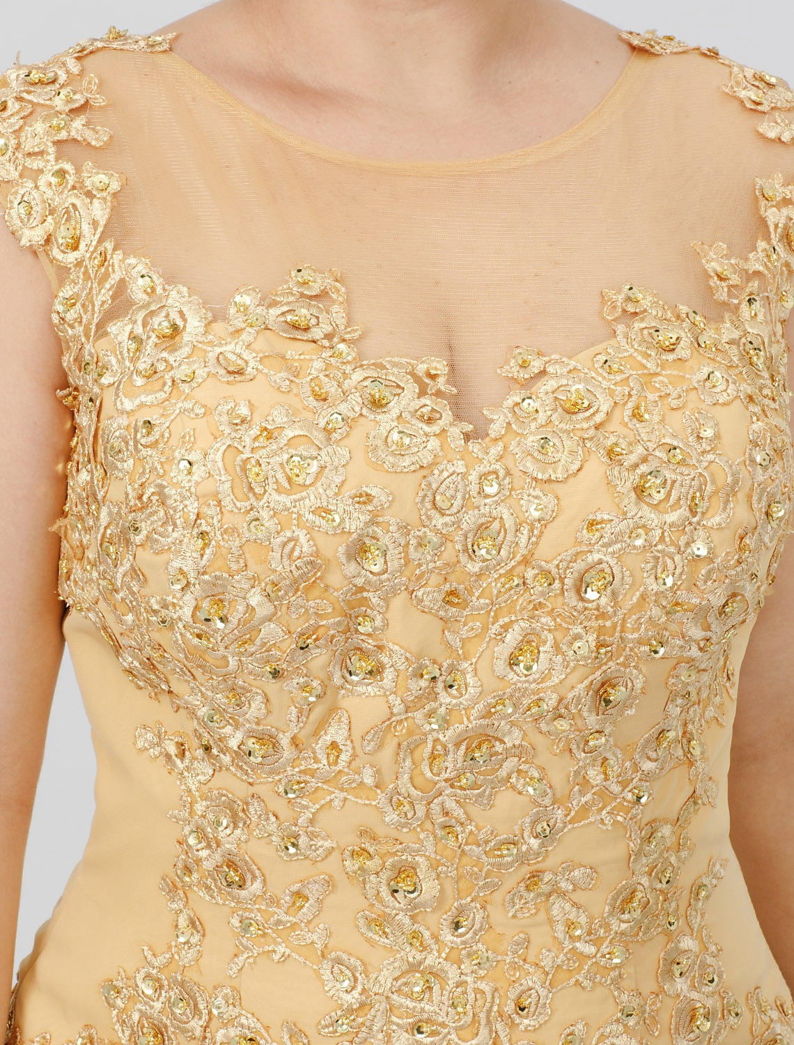 wholesale  A-Line Mother of the Bride Dress Fall Wedding Guest Dresses Plus Size Elegant Illusion Neck Sweep / Brush Train Chiffon Beaded Lace Short Sleeve with Bow(s) Pleats