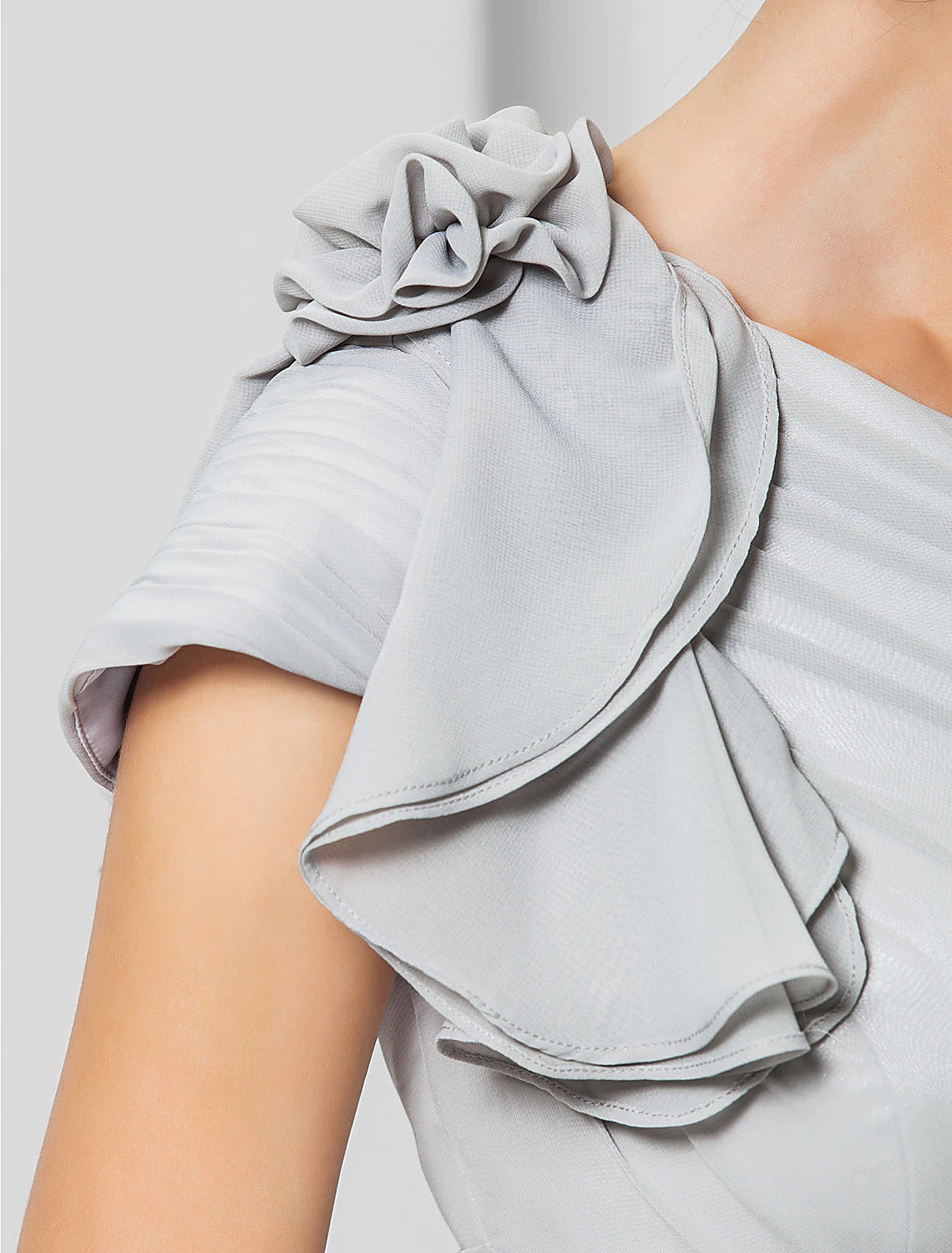 Wholesa Sheath / Column Elegant Dress Wedding Guest Formal Evening Floor Length Sleeveless One Shoulder Bridesmaid Dress Chiffon with Sash / Ribbon Appliques