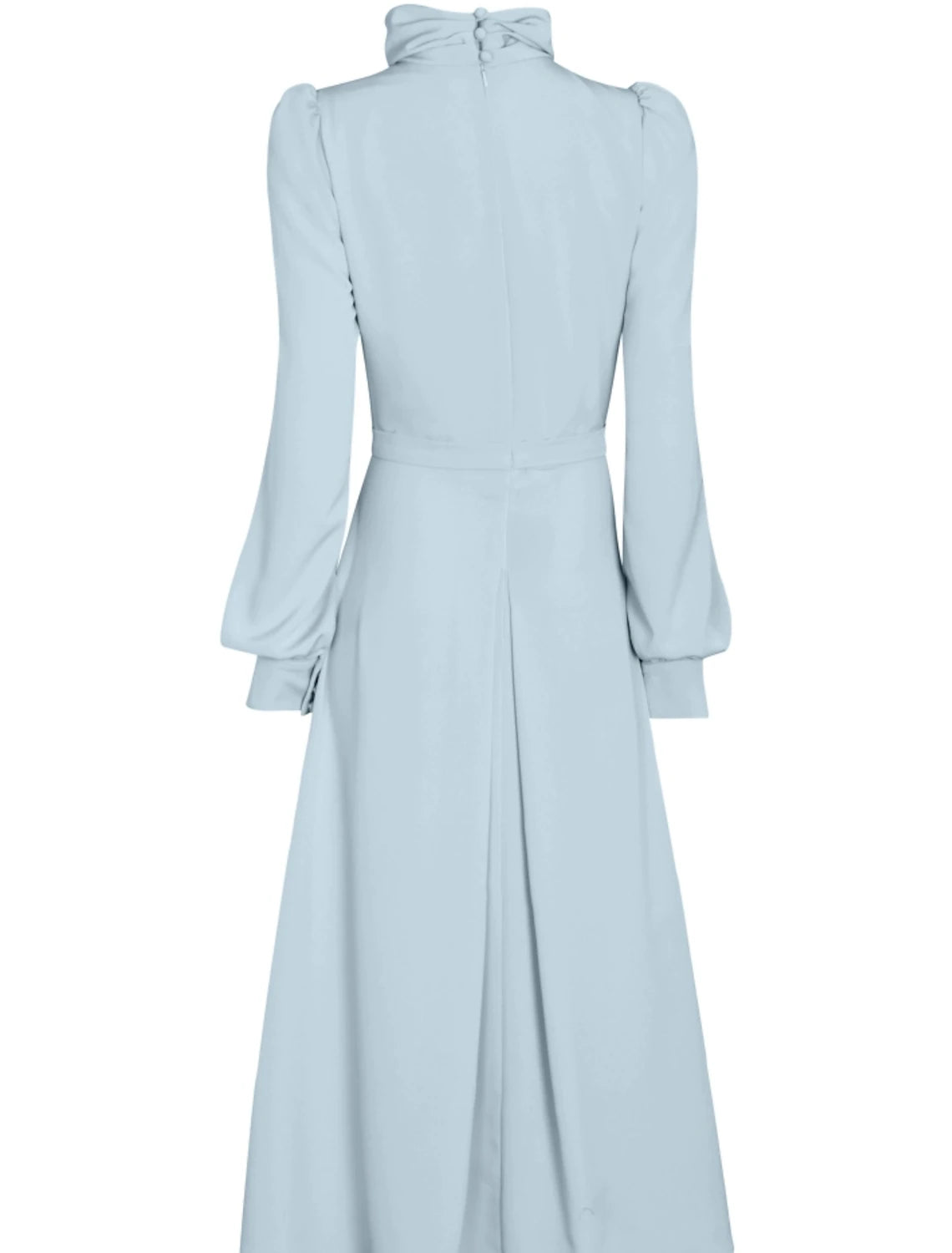 Wholesa  A-Line Mother of the Bride Dress Wedding Guest Elegant Petite High Neck Tea Length Satin Long Sleeve with Ruffles Ruching Solid Color