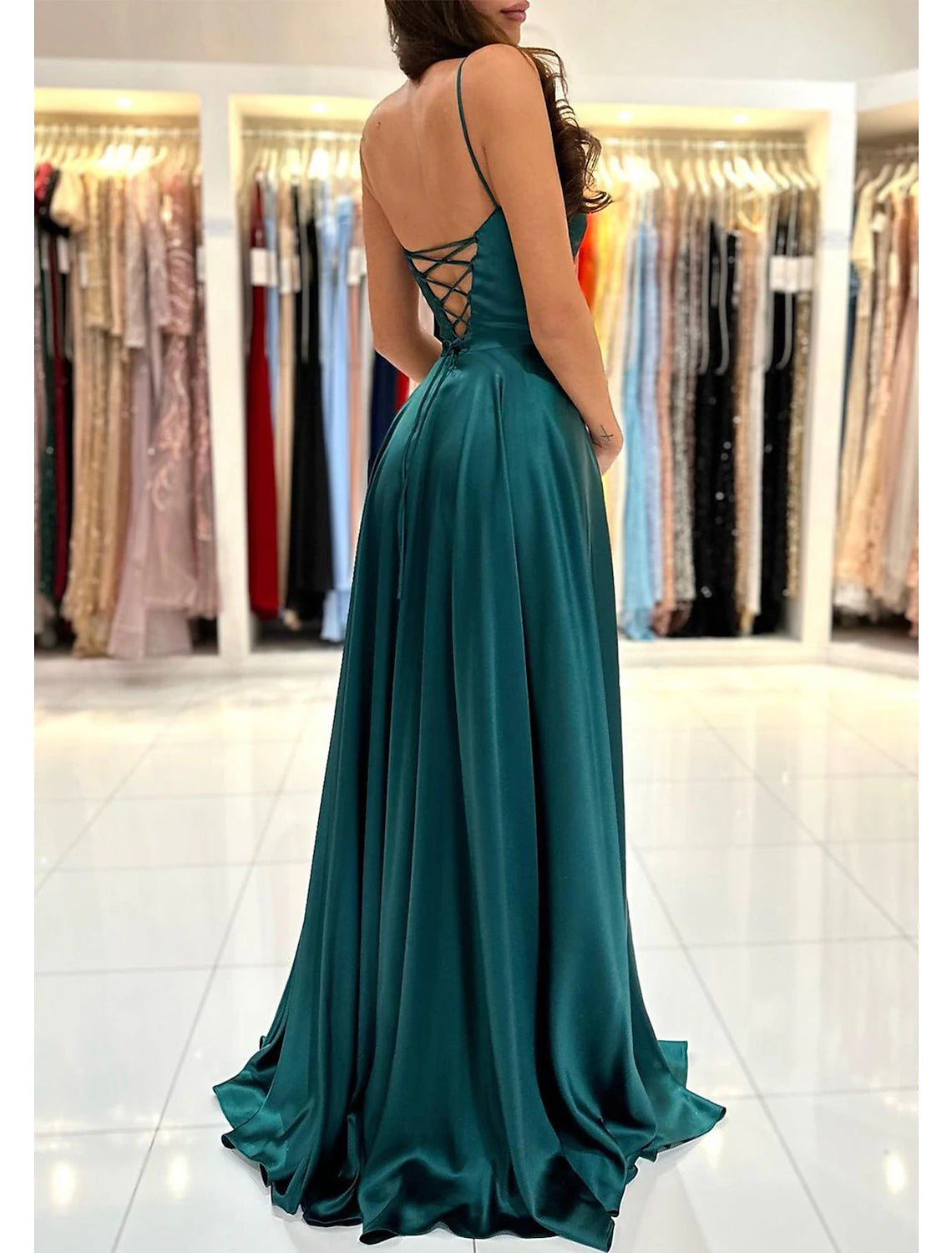 Wholesa  A-Line Prom Dress Red Green Dresses Empire Dress Red Green Dress Formal Prom Floor Length Sleeveless Sweetheart Imitation Silk Backless with Pleats