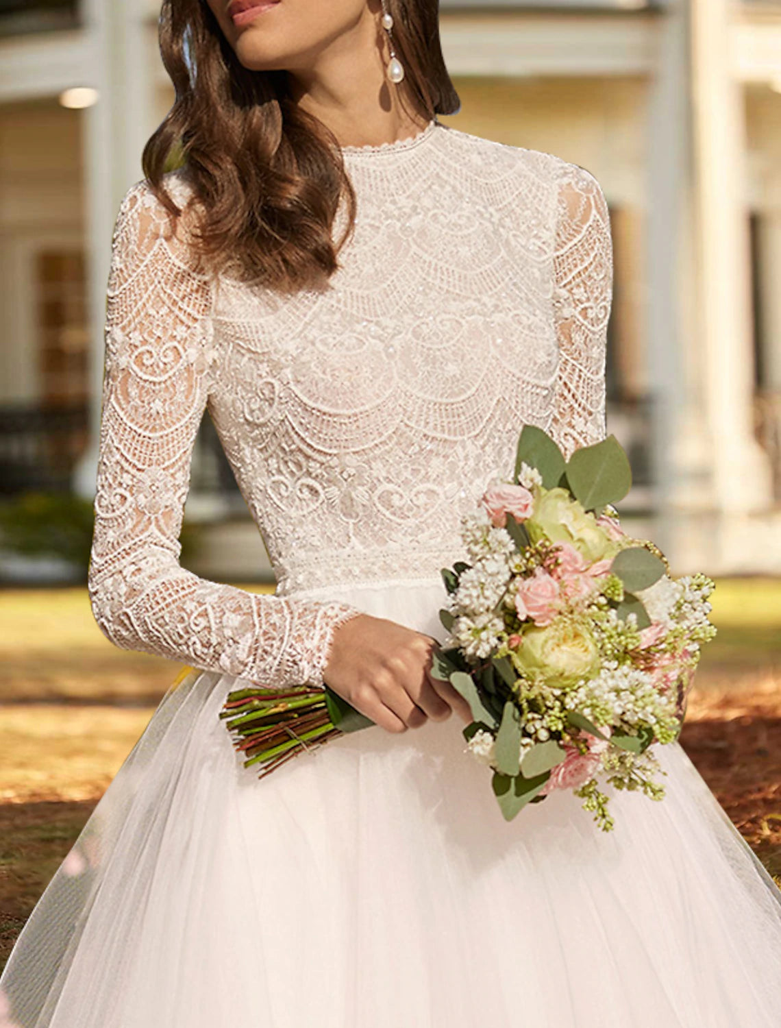 Wholesa Reception Simple Wedding Dresses Wedding Dresses A-Line Sweetheart Strapless Ankle Length Lace Bridal Gowns With Pleats Solid Color