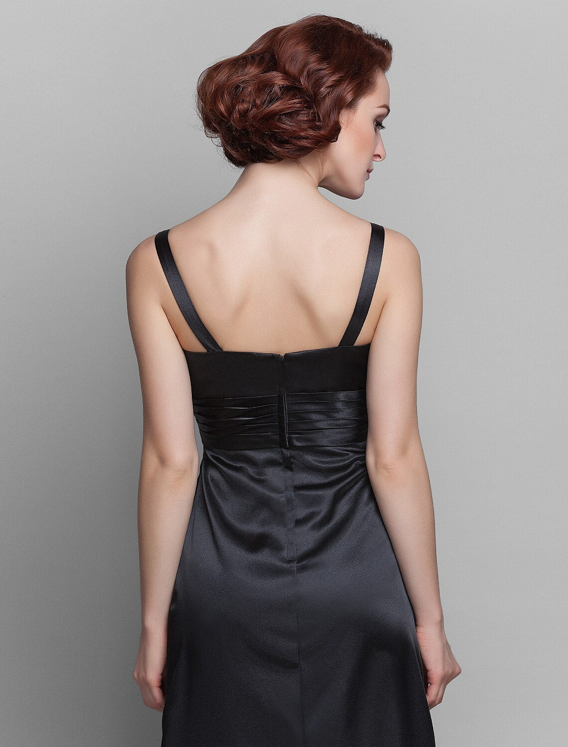 wholesale  Sheath / Column Mother of the Bride Dress Wrap Included Spaghetti Strap Floor Length Stretch Satin Short Sleeve with Ruched Tassel Crystal Brooch