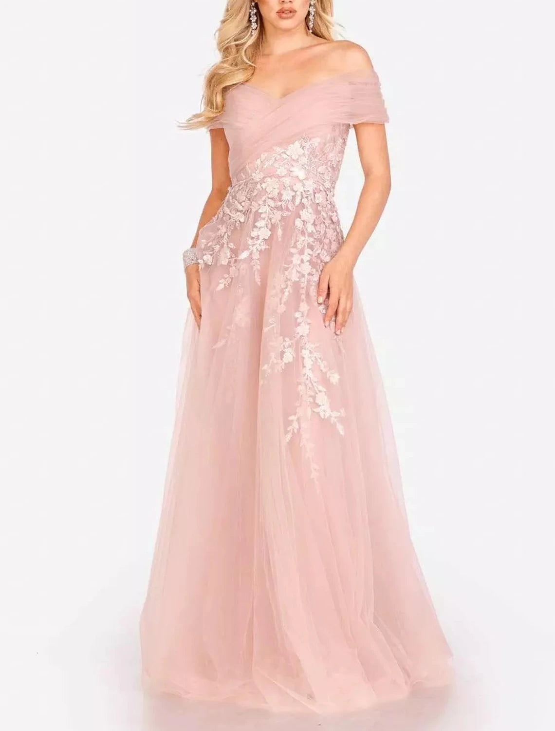 Wholesa Ball Gown Evening Gown Elegant Dress Formal Pink Dress Floor Length Sleeveless Sweetheart Neck Tulle with Flower