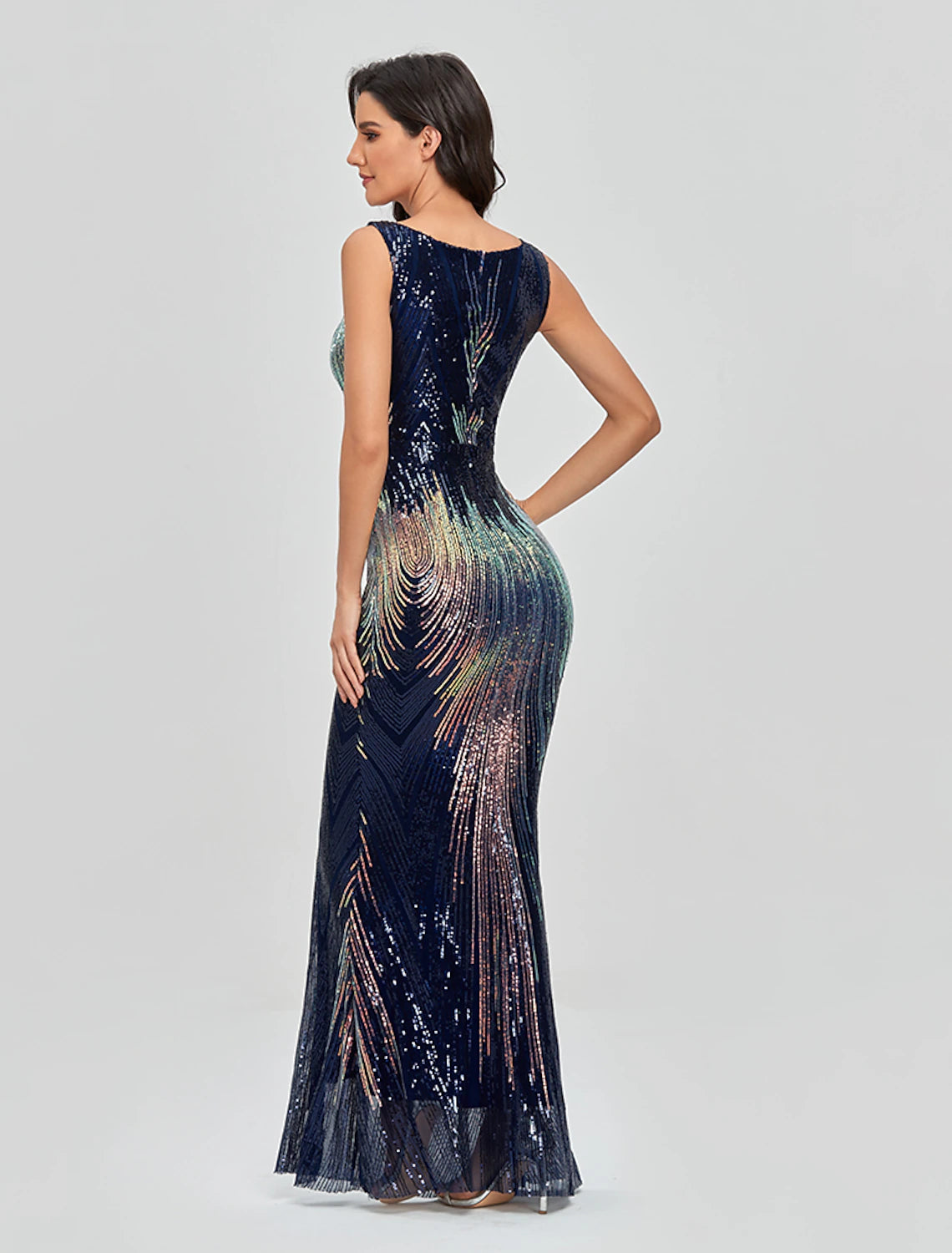 Wholesa Mermaid / Trumpet Sexy Sparkle & Shine Party Wear Formal Evening Dress Jewel Neck Sleeveless Floor Length Sequined with Sequin