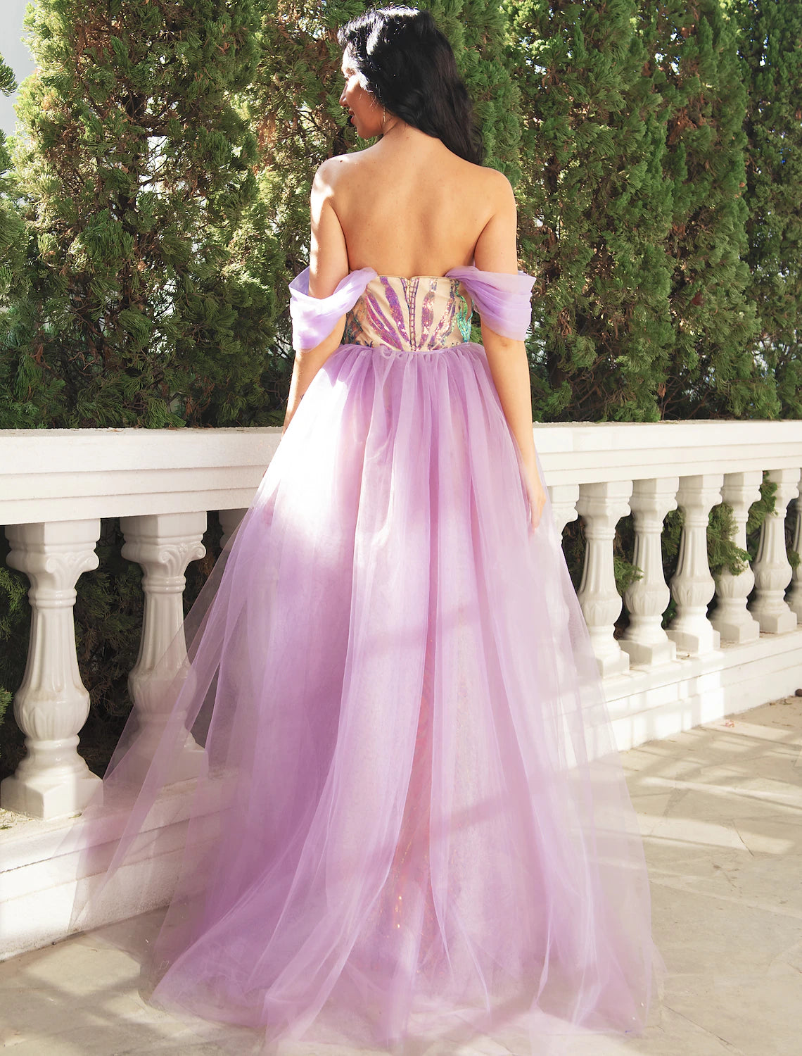 Wholesa Mermaid / Trumpet Prom Dresses Luxurious Dress Wedding Party Birthday Floor Length Short Sleeve V Neck Detachable Tulle with Overskirt