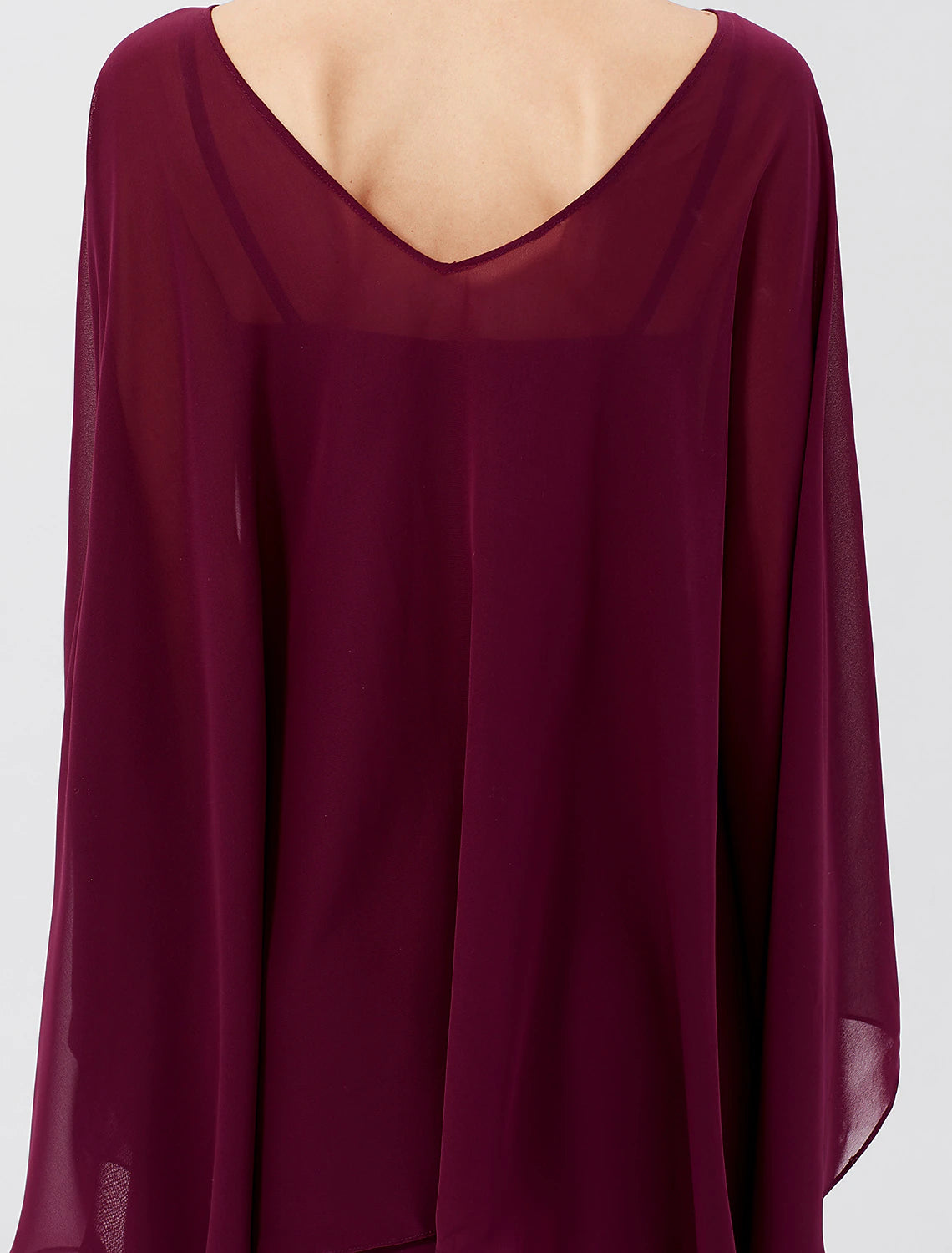 wholesale  Sheath / Column Mother of the Bride Dress Formal Classic & Timeless Elegant & Luxurious Elegant V Neck Floor Length Chiffon Long Sleeve with Pleats Beading