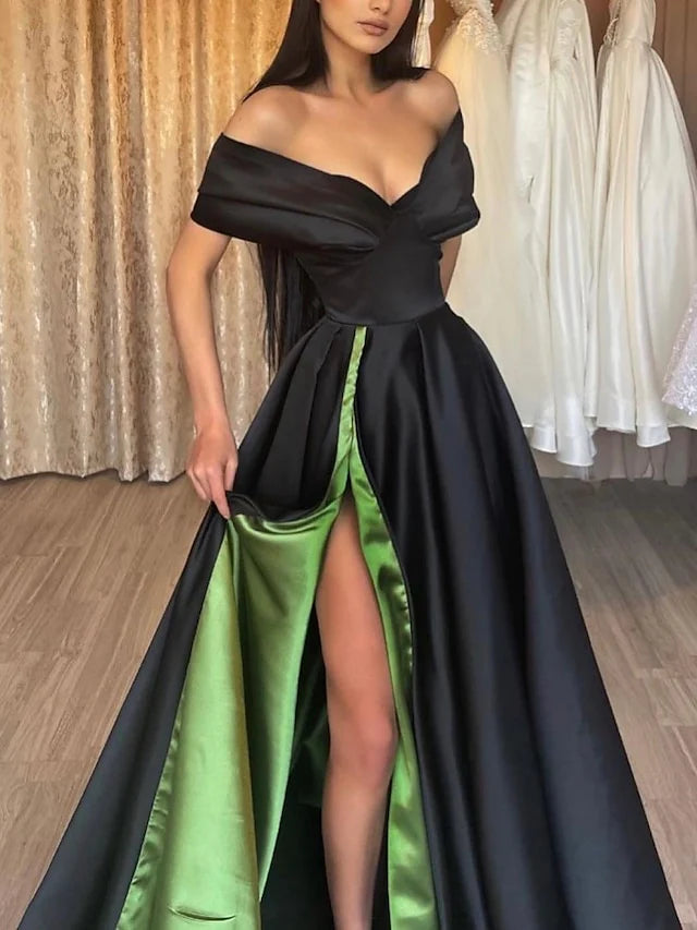 Wholesa A-Line Off-The-Shoulder Floor-Length Prom Dresses