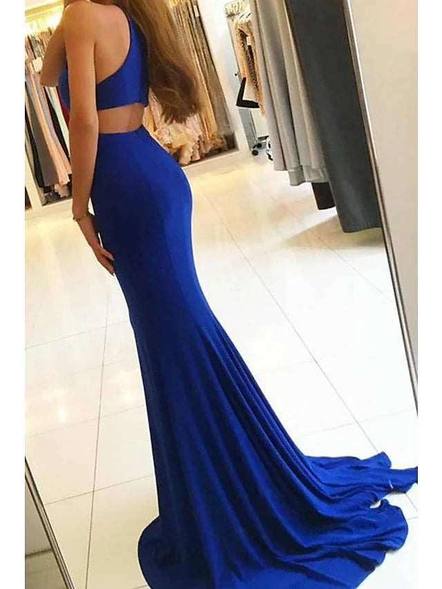 Wholesa Mermaid High Neck Floor-Length Prom Dresses