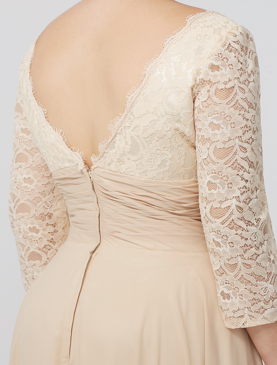 wholesale  Sheath / Column Mother of the Bride Dress Formal Classic & Timeless Elegant & Luxurious Plus Size Square Neck Floor Length Chiffon Metallic Lace 3/4 Length Sleeve No with Sash / Ribbon Flower