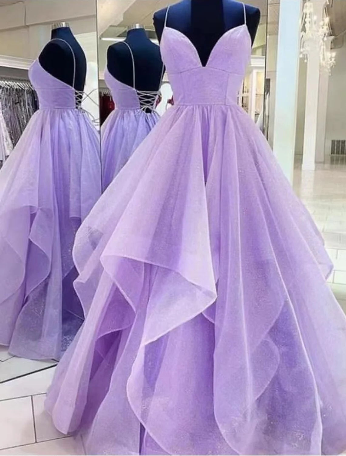 Wholesa A-Line Evening Gown Sexy Dress Prom Floor Length Sleeveless Spaghetti Strap Satin with Ruffles Strappy