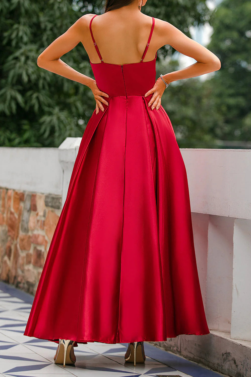 Wholesa A-line Strap Satin Prom Dresses