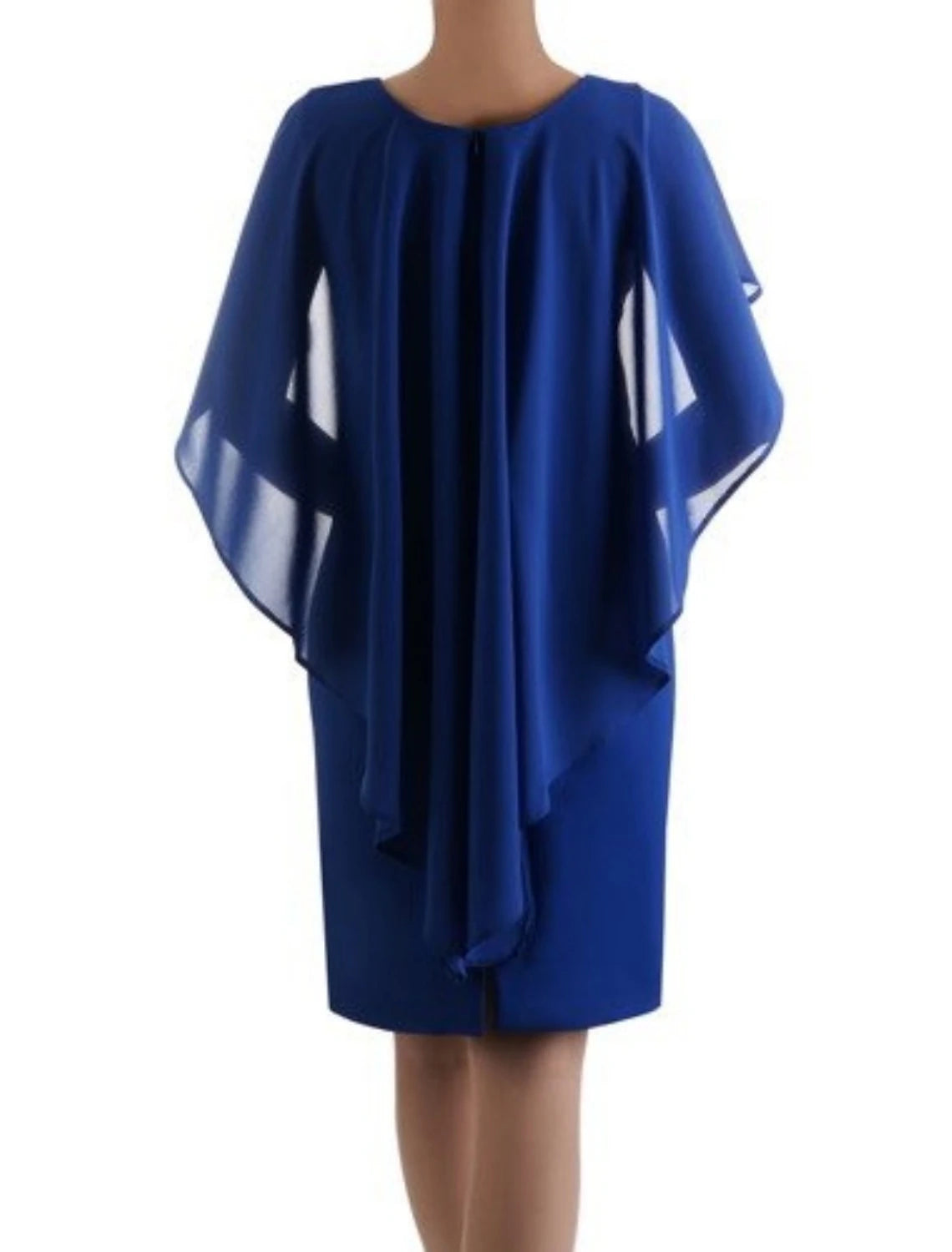 wholesale  Sheath / Column Mother of the Bride Dress Wedding Guest Minimalist Elegant Scoop Neck Knee Length Chiffon Half Sleeve with Ruching Solid Color