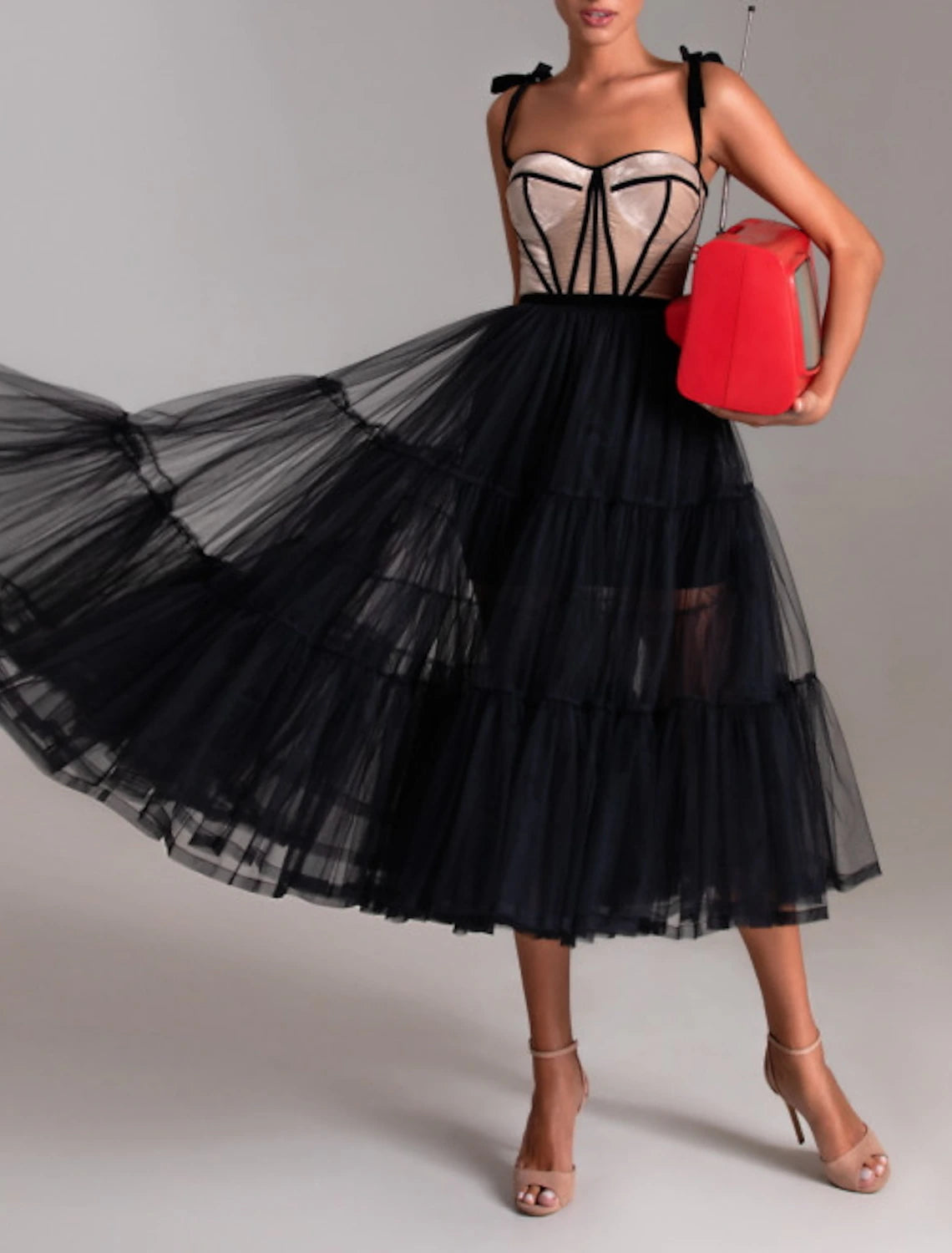 wholesale     A-Line Cocktail Dresses Party Dress Cocktail Party Formal Evening Tea Length Sleeveless Sweetheart Wednesday Addams Family Tulle with Pleats Tiered