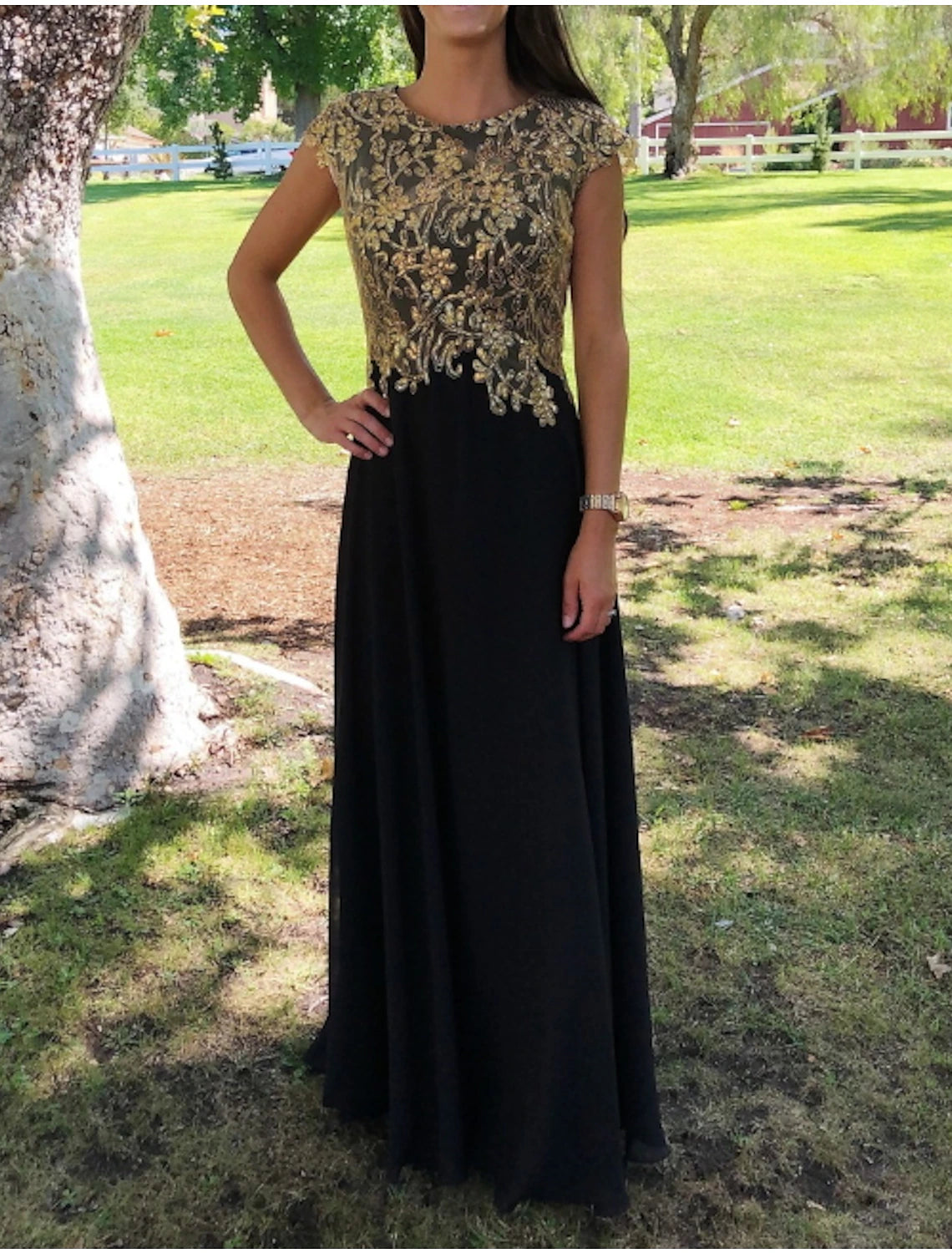 Wholesa Sheath / Column Mother of the Bride Dress Elegant Plus Size Jewel Neck Floor Length Chiffon Lace Short Sleeve with Appliques Ruching