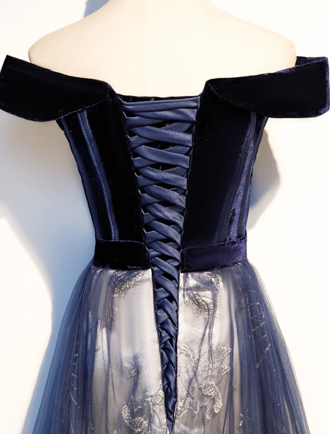 wholesale A-Line Elegant Floral Prom Formal Evening Dress Off Shoulder Short Sleeve Sweep / Brush Train Tulle with Pleats Pattern / Print