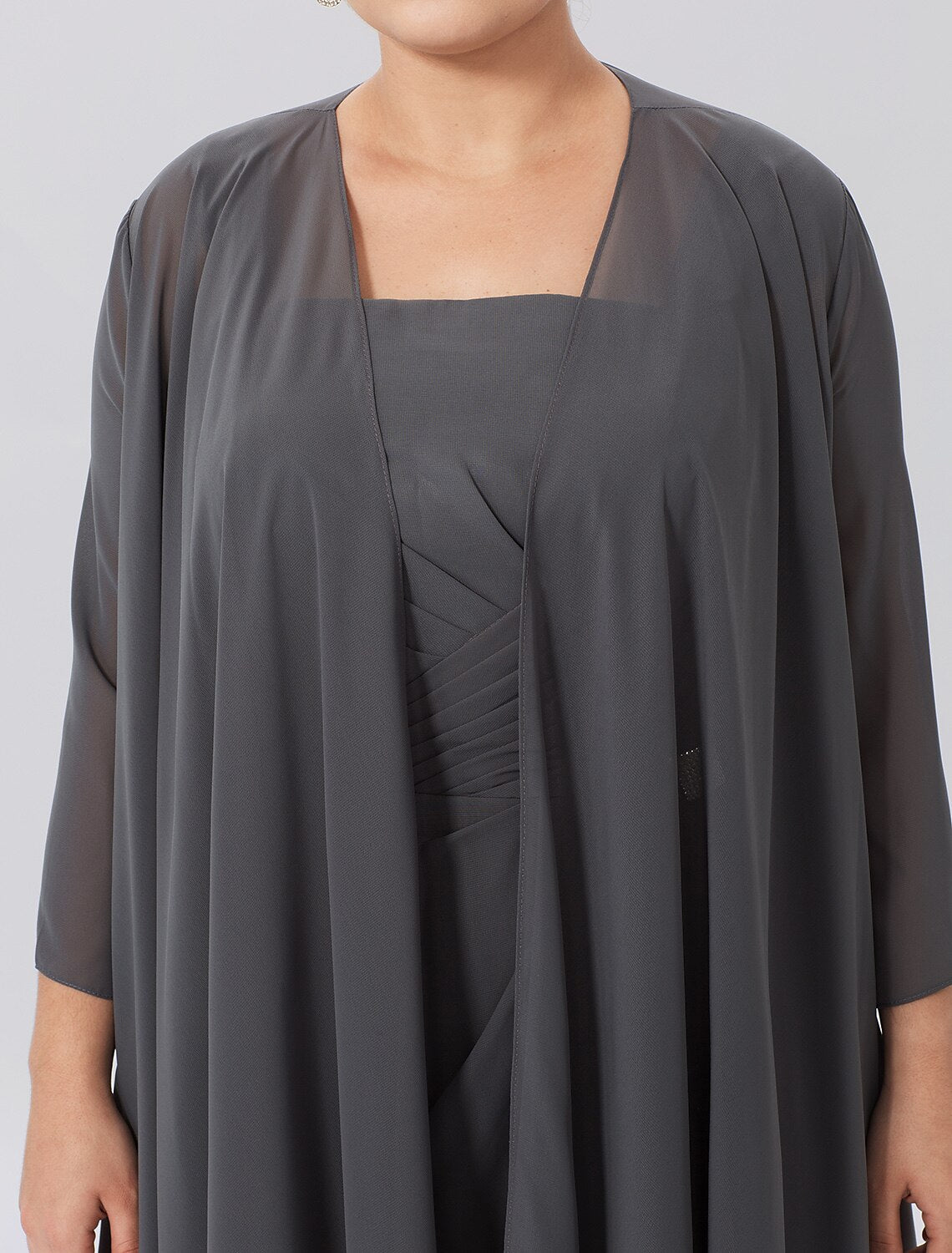 wholesale  A-Line Mother of the Bride Dress Formal Plus Size Elegant Straps Knee Length Chiffon Sleeveless yes with Criss Cross Pleats