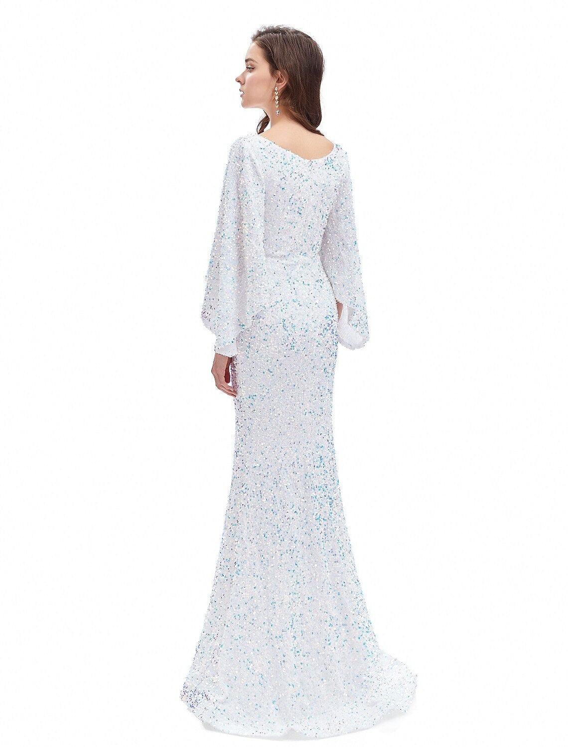 Wholesa Mermaid / Trumpet Evening Gown Sparkle Dress Formal Evening Court Train Long Sleeve Sweetheart Sequined with Sequin