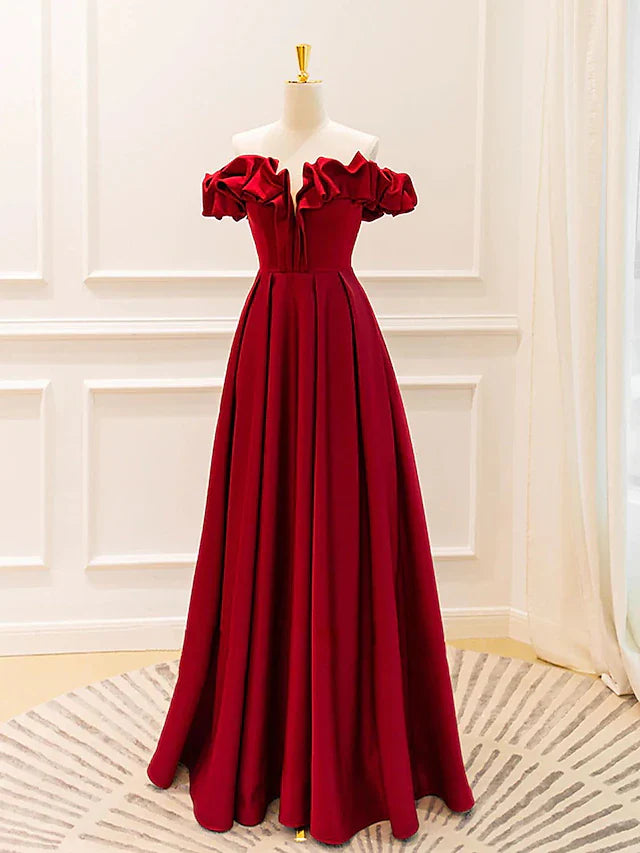 Wholesa Ball Gown A-Line Evening Gown Empire Dress Prom Floor Length Sleeveless V Neck Jersey with Pleats Strappy