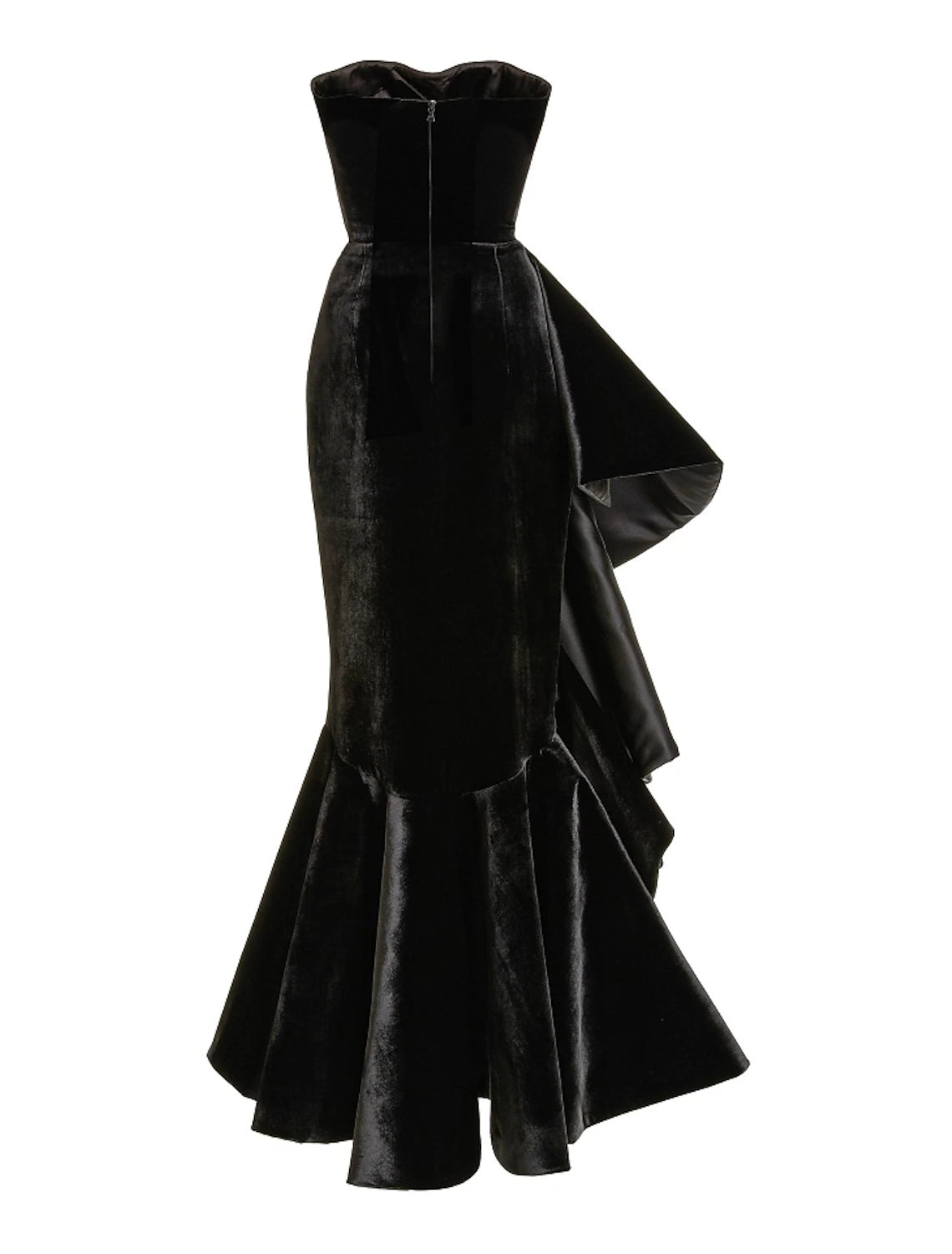 wholesale  Mermaid / Trumpet Prom Dresses Little Black Dress Dress Prom Formal Evening Floor Length Sleeveless Strapless Velvet with Ruffles Pure Color