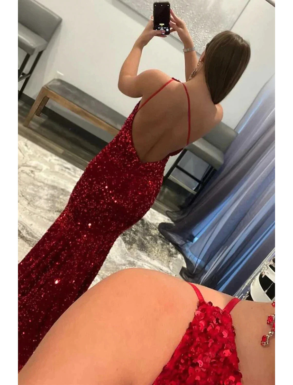 Wholesa Mermaid / Trumpet Prom Dresses Sexy Dress Formal Floor Length Sleeveless One Shoulder Sequined Backless with Sequin