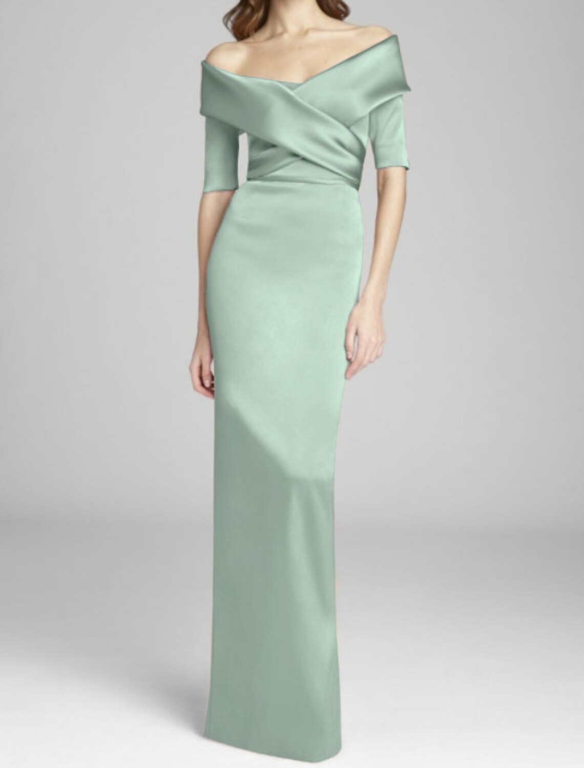 Wholesa  Sheath / Column Mother of the Bride Dress Wedding Guest Elegant & Luxurious Off Shoulder Floor Length Satin Short Sleeve with Ruching Fall