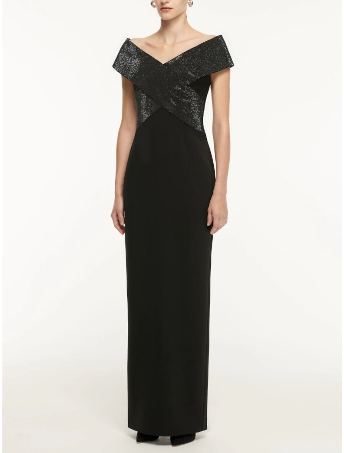 Wholesa Sheath / Column Evening Gown Elegant Dress Formal Ankle Length Black Dress Short Sleeve Off Shoulder Imitation Silk with Slit