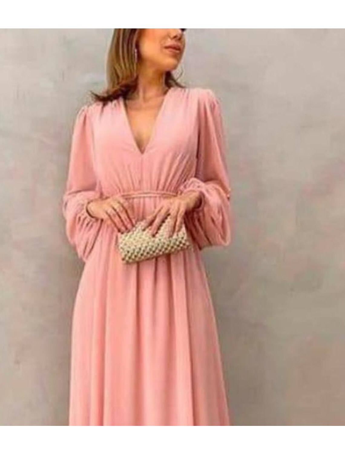 Wholesa A-Line Mother of the Bride Dress Formal Wedding Guest Elegant V Neck Sweep / Brush Train Chiffon Long Sleeve with Pleats