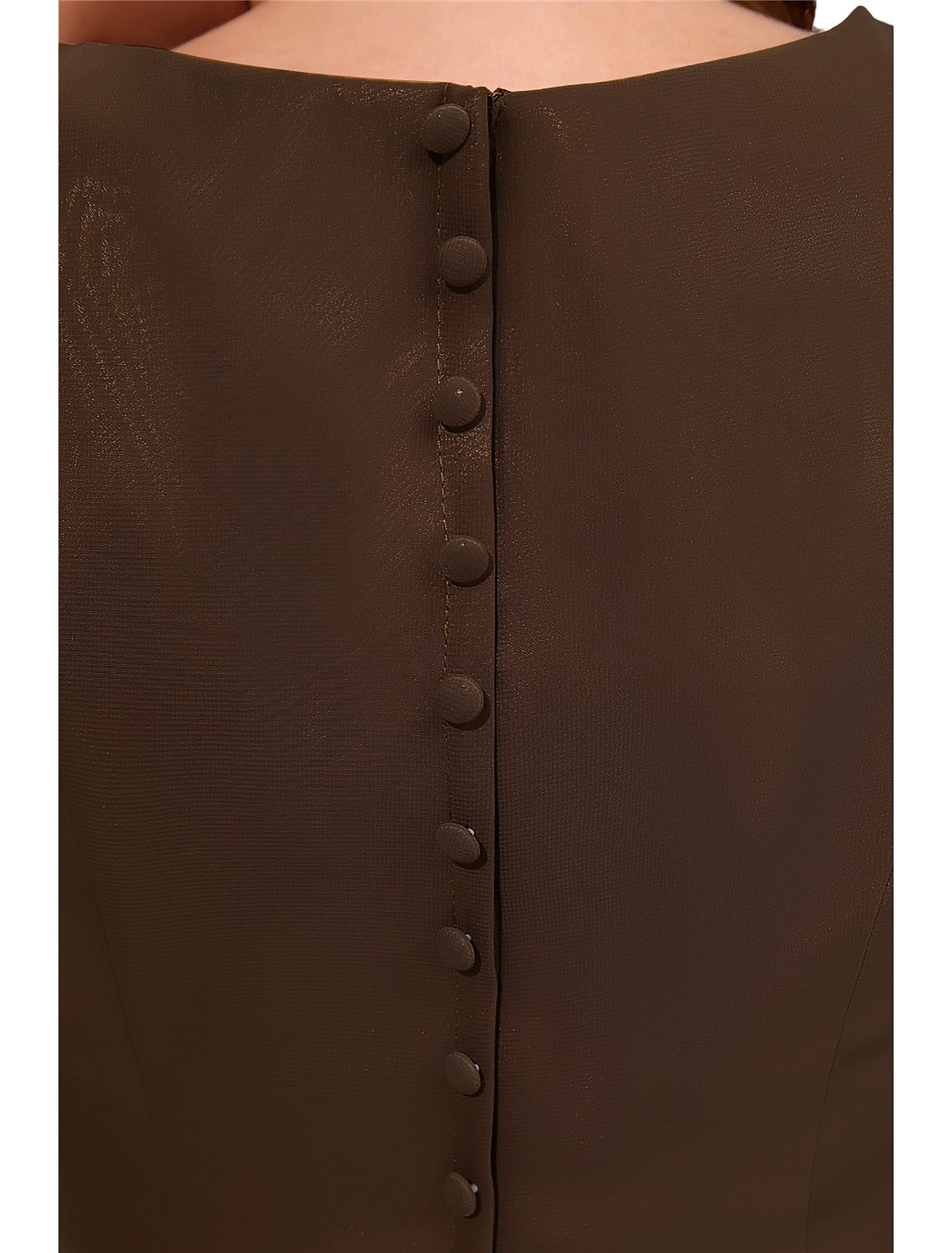 wholesale  A-Line Mother of the Bride Dress Sweet Jewel Neck Knee Length Chiffon Short Sleeve with Buttons