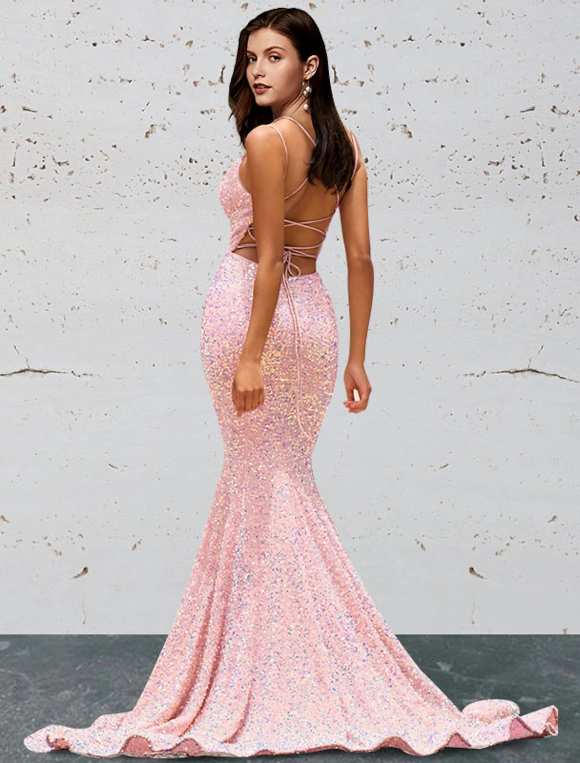 wholesa Mermaid / Trumpet Prom Dresses Open Back Dress Prom Sweep / Brush Train Sleeveless Sweetheart Sequined Backless with Sequin