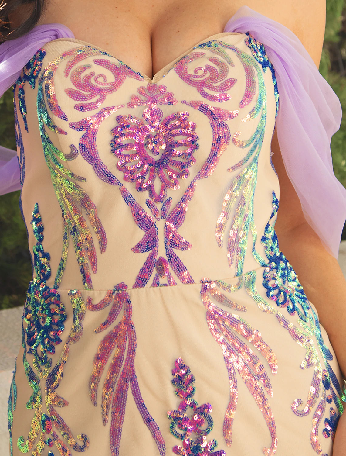 Wholesa Mermaid / Trumpet Prom Dresses Luxurious Dress Wedding Party Birthday Floor Length Short Sleeve V Neck Detachable Tulle with Overskirt