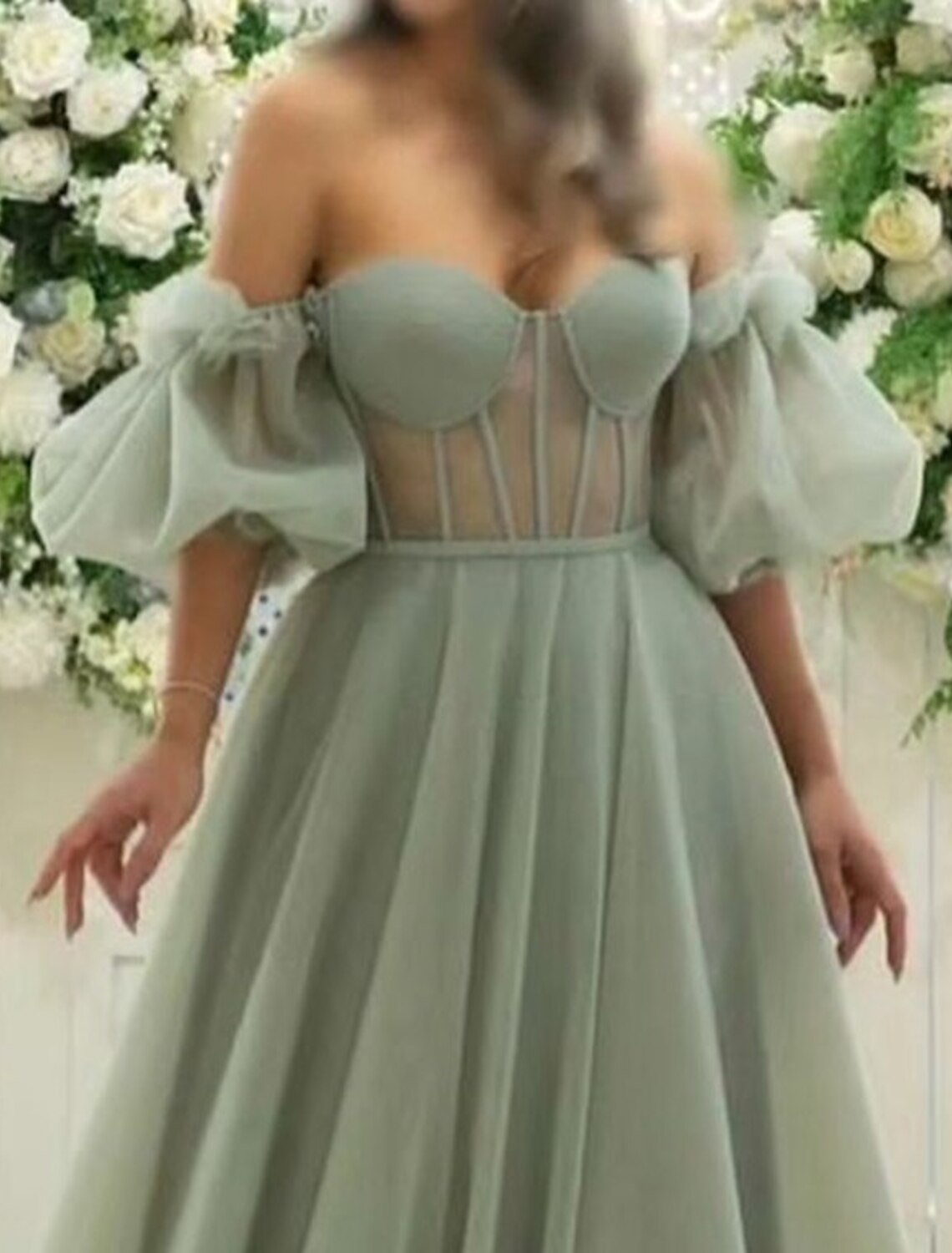 Wholesa A-Line Prom Dresses Corsets Dress Wedding Black Tie Court Train Short Sleeve Strapless Tulle with Ruched