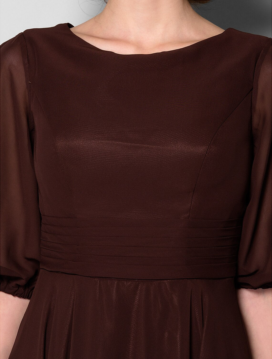 wholesale  A-Line Mother of the Bride Dress Elegant Jewel Neck Ankle Length Chiffon Half Sleeve with Sash / Ribbon Ruched