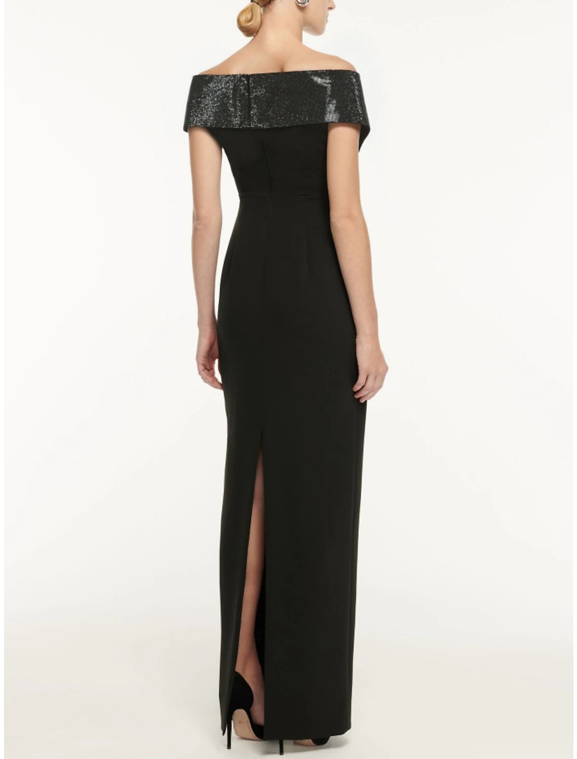 Wholesa Sheath / Column Evening Gown Elegant Dress Formal Ankle Length Black Dress Short Sleeve Off Shoulder Imitation Silk with Slit