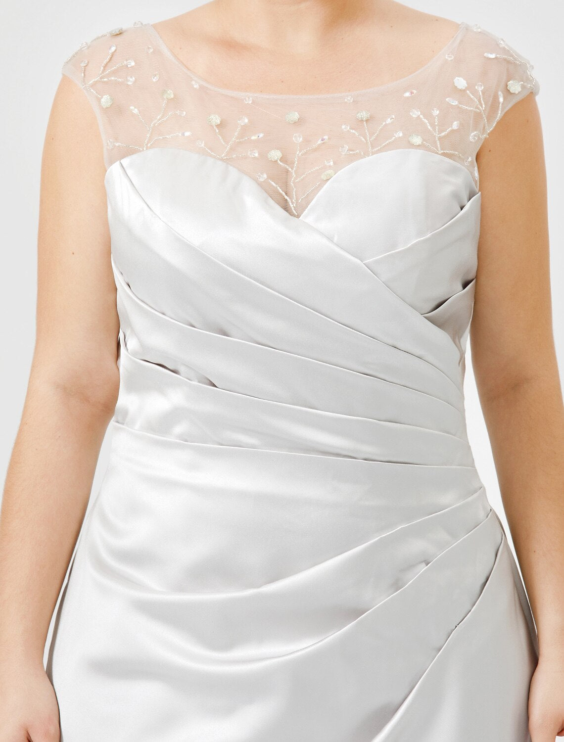 wholesale  Sheath / Column Mother of the Bride Dress Classic & Timeless Elegant & Luxurious Plus Size Jewel Neck Floor Length Satin Sleeveless No with Pleats Crystals