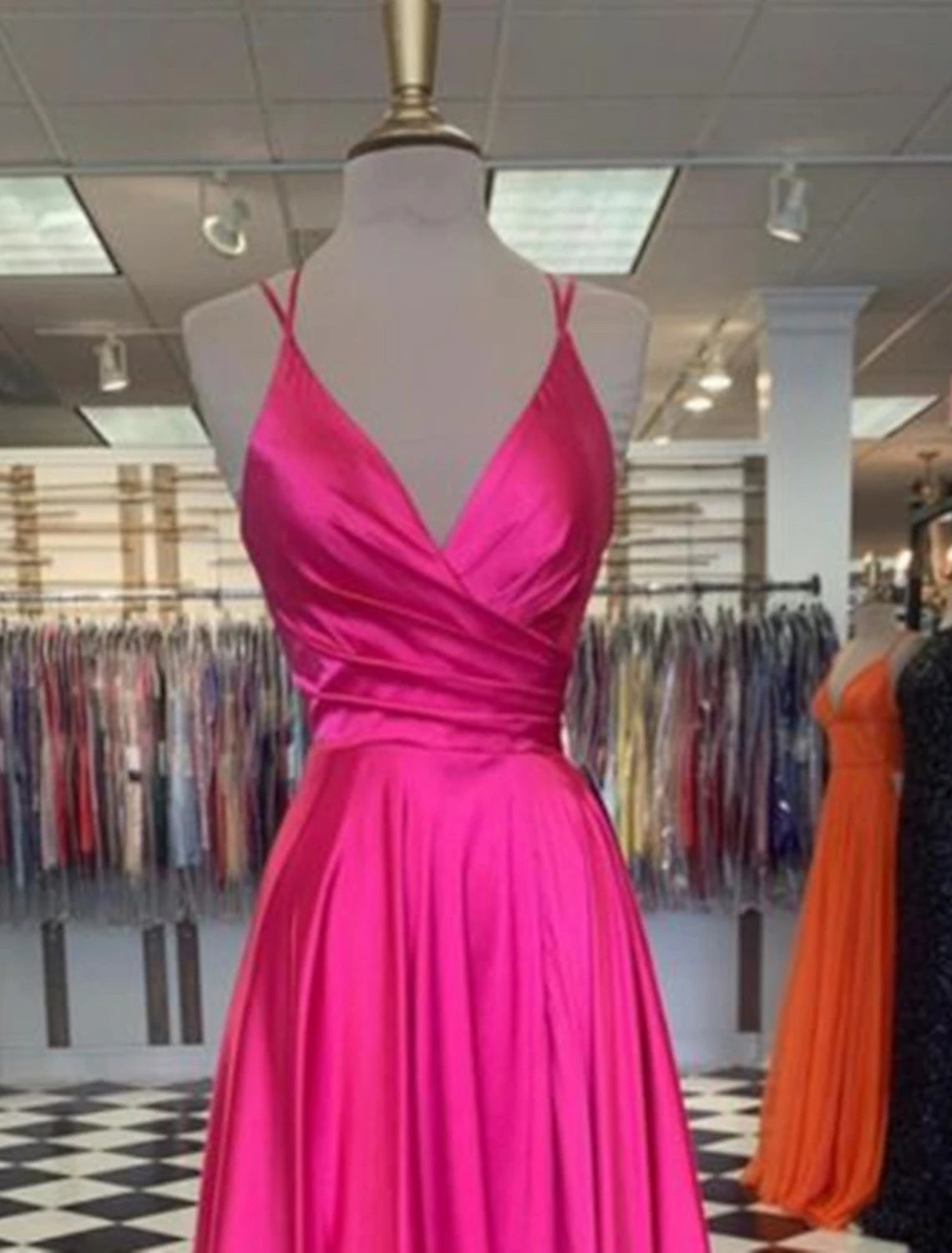 wholesale   A-Line Prom Dresses Sexy Dress Formal Wedding Guest Floor Length Sleeveless Spaghetti Strap Bridesmaid Dress Charmeuse with Slit